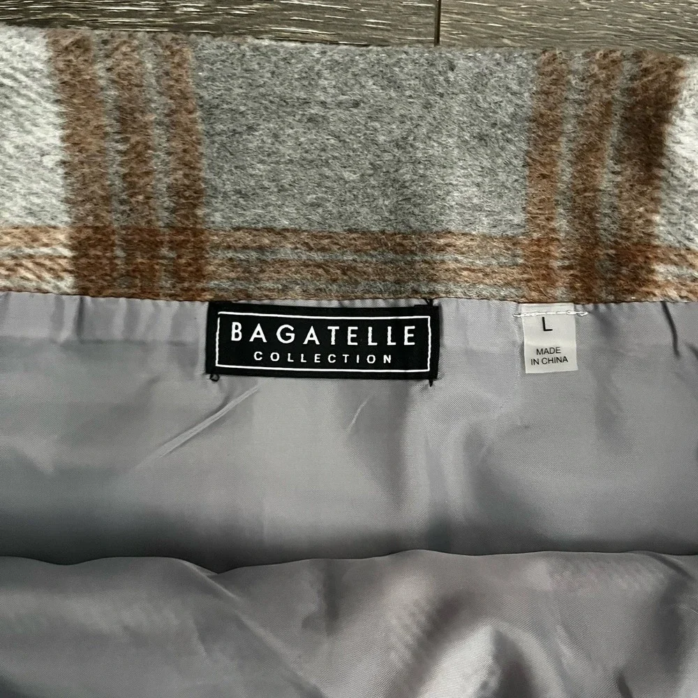 Bagatelle Skirt Womens Large Gray Brown Plaid Faux Wrap Mini Y2K‎ Preppy NWT 90s